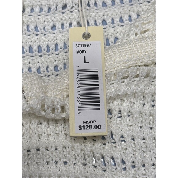 NWT -Max Studio London Open Weave V Neck Cream Sweater -Size Large - Picture 7 of 10